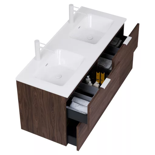 HD Palermo Matt Hazel 120 fali mosdószekrény matt fehér fogantyúkkal