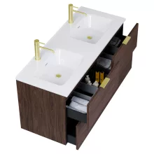 HD Palermo Matt Hazel 120 fali mosdószekrény szálcsiszolt arany fogantyúkkal