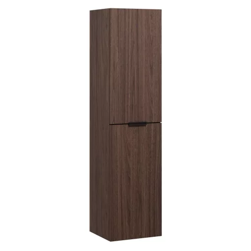 HD Palermo Matt Hazel 120 komplett fürdőszoba bútor szett fali mosdószekrénnyel, matt fekete fogantyúkkal, tükörrel és magasszekrénnyel