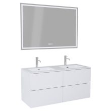 HD Aria Pro Silk Matt White 120 komplett fürdőszoba bútor fali push-to-open mosdószekrénnyel és tükörrel