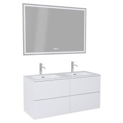   HD Aria Pro Silk Matt White 120 komplett fürdőszoba bútor fali push-to-open mosdószekrénnyel és tükörrel