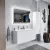   HD Aria Pro Silk Matt White 120 komplett fürdőszoba bútor fali push-to-open mosdószekrénnyel és tükörrel