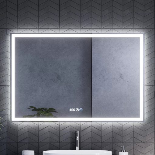 HD Aria Pro Silk Matt White 120 komplett fürdőszoba bútor fali push-to-open mosdószekrénnyel és tükörrel