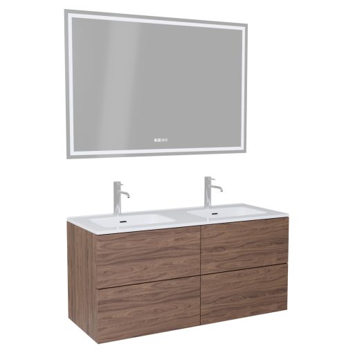 HD Aria Pro Oak 120 komplett fürdőszoba bútor fali push-to-open mosdószekrénnyel és tükörrel