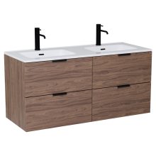 HD Palermo Oak 120 komplett fürdőszoba bútor fali mosdószekrénnyel, matt fekete fogantyúkkal és tükörrel