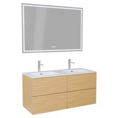   HD Aria Pro Hickory 120 komplett fürdőszoba bútor fali push-to-open mosdószekrénnyel és tükörrel