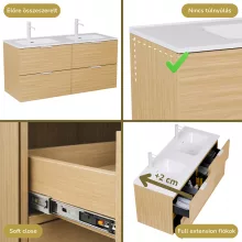 HD Palermo Hickory 120 fali mosdószekrény matt fehér fogantyúkkal