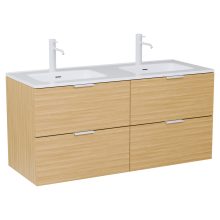 HD Palermo Hickory 120 komplett fürdőszoba bútor fali mosdószekrénnyel, matt fehér fogantyúkkal és tükörrel