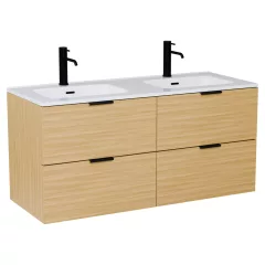   HD Palermo Hickory 120 fali mosdószekrény matt fekete fogantyúkkal