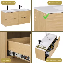 HD Palermo Hickory 120 fali mosdószekrény matt fekete fogantyúkkal