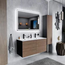 HD Aria Pro Black-Oak 120 fali mosdószekrény, push-to-open mechanizmussal