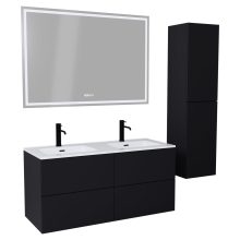 HD Aria Pro Black 120 komplett fürdőszoba bútor szett fali push-to-open mosdószekrénnyel, tükörrel és magasszekrénnyel