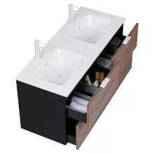 HD Palermo Black-Oak 120 fali mosdószekrény matt fehér fogantyúkkal