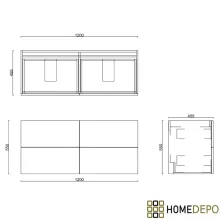 HD Palermo Black-Oak 120 fali mosdószekrény matt fehér fogantyúkkal