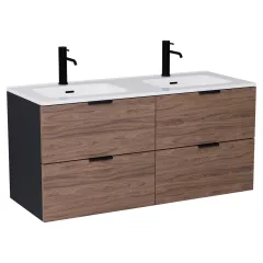   HD Palermo Black-Oak 120 fali mosdószekrény matt fekete fogantyúkkal