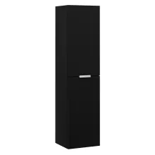 HD Palermo Matt Black 120 komplett fürdőszoba bútor szett fali mosdószekrénnyel, matt fehér fogantyúkkal, tükörrel és magasszekrénnyel