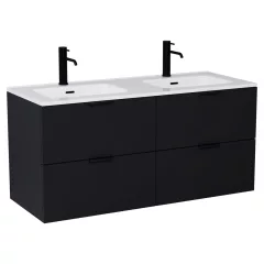   HD Palermo Matt Black 120 fali mosdószekrény matt fekete fogantyúkkal