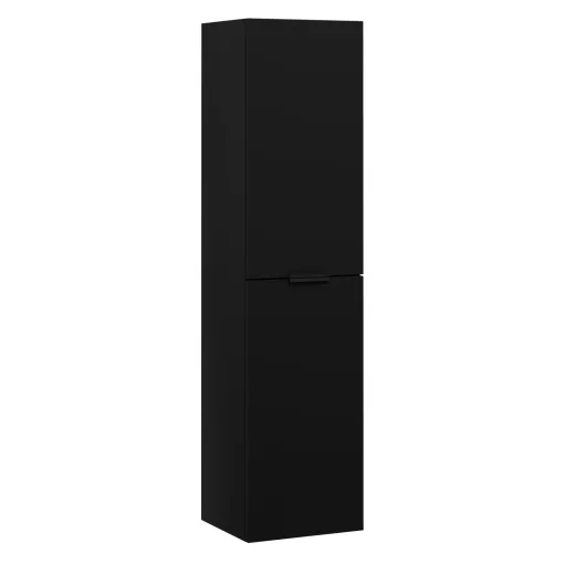 HD Palermo Matt Black 120 komplett fürdőszoba bútor szett fali mosdószekrénnyel, matt fekete fogantyúkkal, tükörrel és magasszekrénnyel