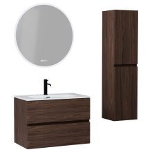 HD Aria Matt Hazel 60/80/100/120 komplett fürdőszoba bútor szett fali mosdószekrénnyel, tükörrel és magasszekrénnyel