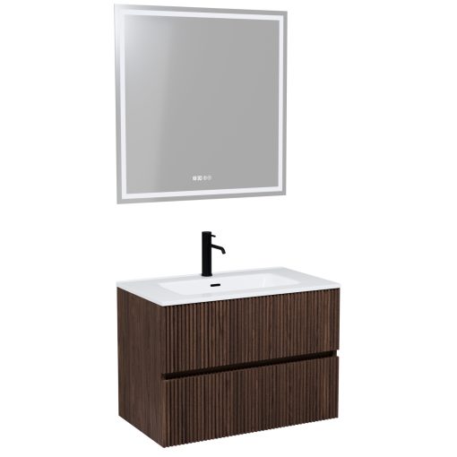 HD Torino Matt Hazel 60/80 komplett fürdőszoba bútor fali mosdószekrénnyel és tükörrel