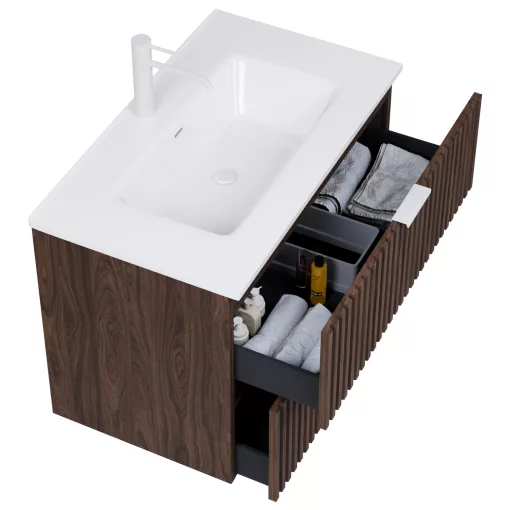 HD Ravello Matt Hazel 60 fali mosdószekrény matt fehér fogantyúkkal