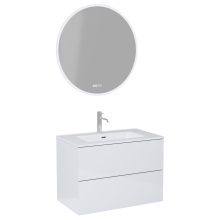 HD Aria Pro Lacquer White 60 komplett fürdőszoba bútor fali push-to-open mosdószekrénnyel és tükörrel