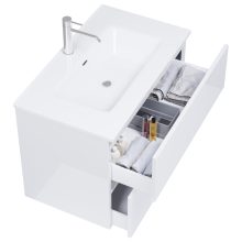 HD Aria Lacquer White 60/80/100/120 komplett fürdőszoba bútor fali mosdószekrénnyel és tükörrel