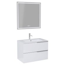 HD Cremona Lacquer White 60 komplett fürdőszoba bútor fali mosdószekrénnyel, fényes króm fogantyúkkal és tükörrel