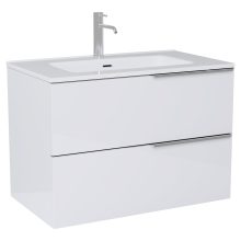 HD Cremona Lacquer White 60 komplett fürdőszoba bútor fali mosdószekrénnyel, fényes króm fogantyúkkal és tükörrel