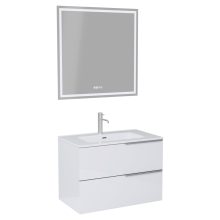 HD Cremona Lacquer White 60 komplett fürdőszoba bútor fali mosdószekrénnyel, szálcsiszolt króm fogantyúkkal és tükörrel