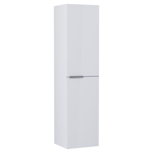 HD Cremona Lacquer White 60 komplett fürdőszoba bútor szett fali mosdószekrénnyel, szálcsiszolt króm fogantyúkkal, tükörrel és magasszekrénnyel