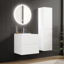 HD Aria Silk Matt White 60/80/100/120 komplett fürdőszoba bútor fali mosdószekrénnyel és tükörrel