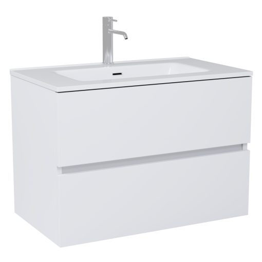 HD Aria Silk Matt White 60/80/100/120 komplett fürdőszoba bútor szett fali mosdószekrénnyel, tükörrel és magasszekrénnyel