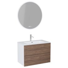 HD Aria Pro Silk Matt White-Oak 60 komplett fürdőszoba bútor fali push-to-open mosdószekrénnyel és tükörrel