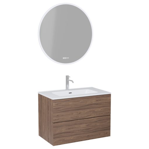 HD Aria Pro Oak 60 komplett fürdőszoba bútor fali push-to-open mosdószekrénnyel és tükörrel