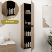 HD Aria Pro Oak 60 komplett fürdőszoba bútor szett fali push-to-open mosdószekrénnyel, tükörrel és magasszekrénnyel