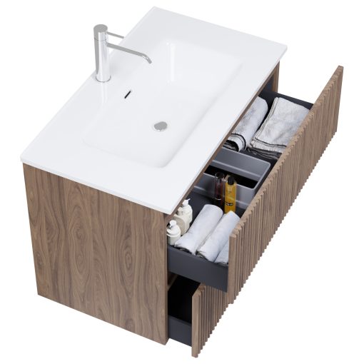 HD Torino Oak 60/80 komplett fürdőszoba bútor fali mosdószekrénnyel és tükörrel