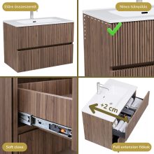 HD Torino Oak 60/80 komplett fürdőszoba bútor fali mosdószekrénnyel és tükörrel