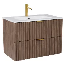 HD Ravello Oak 60 fali mosdószekrény szálcsiszolt arany fogantyúkkal