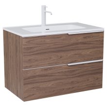 HD Cremona Oak 60 komplett fürdőszoba bútor fali mosdószekrénnyel, matt fehér fogantyúkkal és tükörrel