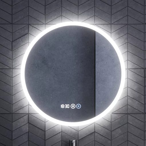 HD Aria Pro Hickory 60 komplett fürdőszoba bútor szett fali push-to-open mosdószekrénnyel, tükörrel és magas szekrénnyel