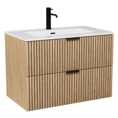   HD Parma Hickory 60/80/100/120 fali mosdószekrény matt fekete fogantyúkkal