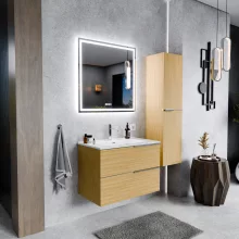HD Cremona Hickory 60/80 fali mosdószekrény fényes króm fogantyúkkal