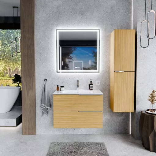 HD Cremona Hickory 60/80 fali mosdószekrény fényes króm fogantyúkkal