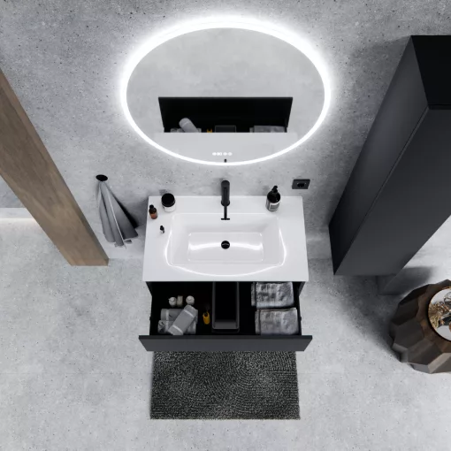 HD Aria Pro Antracit 60 fali mosdószekrény, push-to-open mechanizmussal