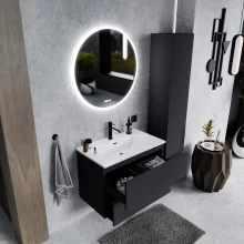 HD Aria Pro Antracit 60 komplett fürdőszoba bútor fali push-to-open mosdószekrénnyel és tükörrel