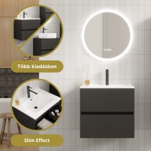 HD Aria Antracit 60/80/100/120 komplett fürdőszoba bútor fali mosdószekrénnyel és tükörrel