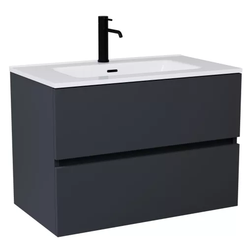 HD Aria Antracit 60/80/100/120 komplett fürdőszoba bútor szett fali mosdószekrénnyel, tükörrel és magasszekrénnyel