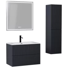 HD Ravello Pro Matt Antracit 60 komplett fürdőszoba bútor szett fali push-to-open mosdószekrénnyel, tükörrel és magasszekrénnyel