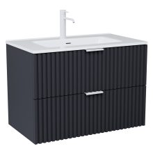 HD Ravello Matt Antracit 60 komplett fürdőszoba bútor szett fali mosdószekrénnyel, matt fehér fogantyúkkal, tükörrel és magasszekrénnyel